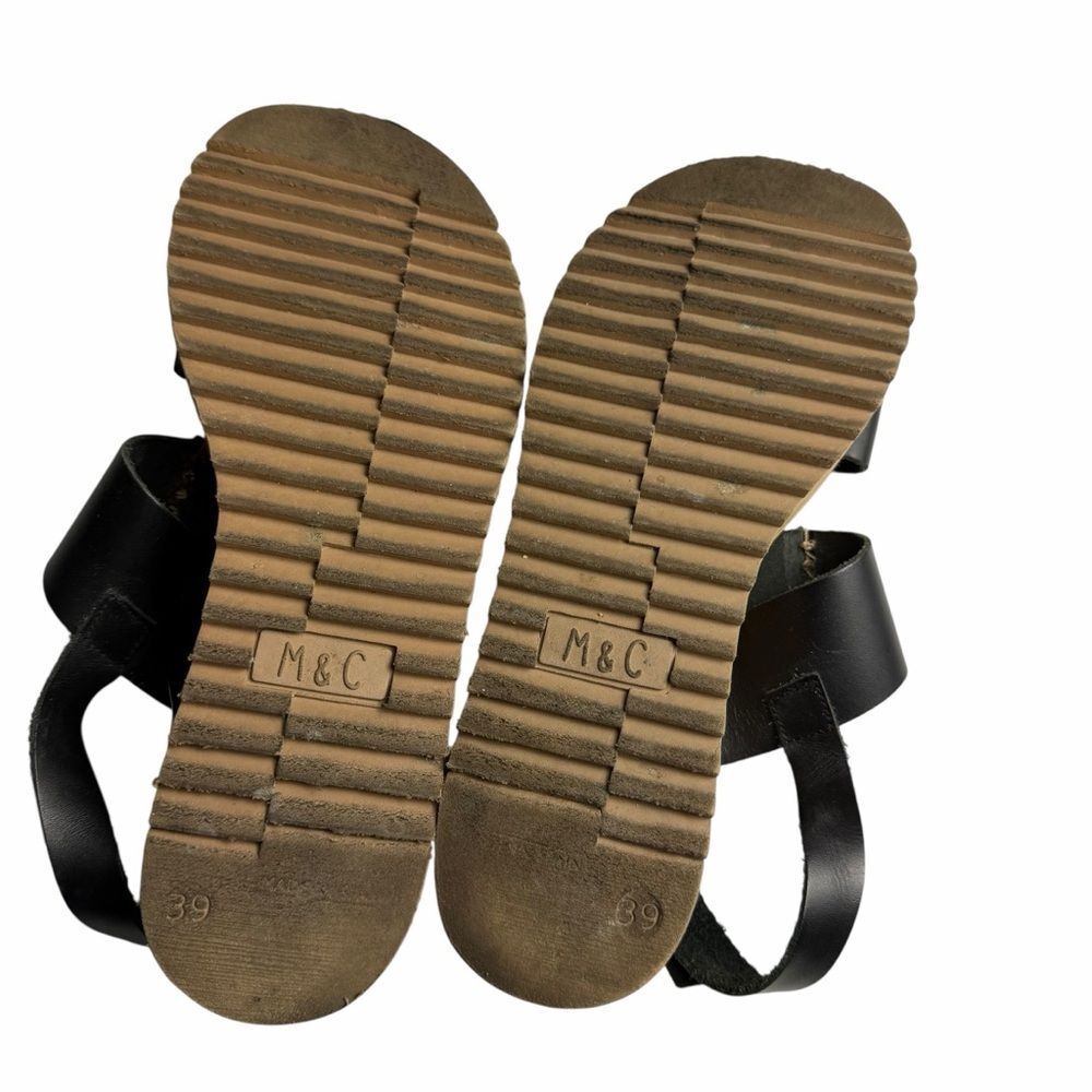 Musse & Cloud Kila Black Leather Platform Sandal Made in Spain Women's 39 / 8 - Picture 4 of 5
